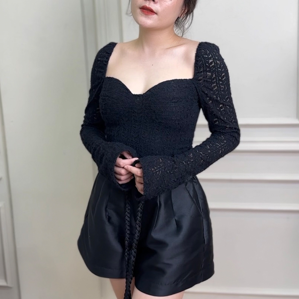 Áo ren BIGSIZE nữ dài tay cổ rộng VENUSA Store