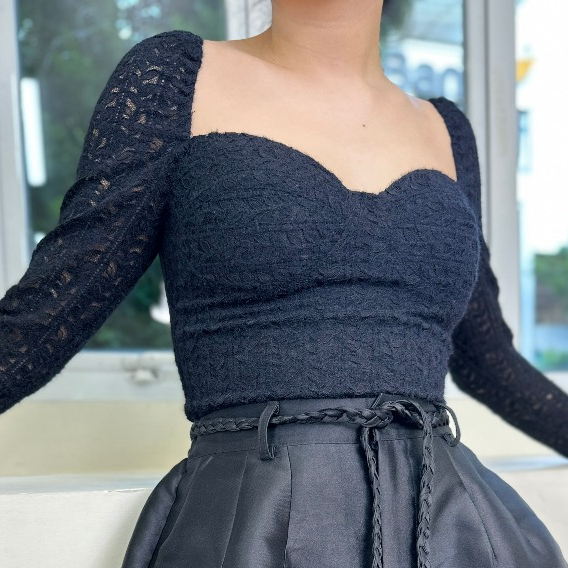 Áo ren BIGSIZE nữ dài tay cổ rộng VENUSA Store