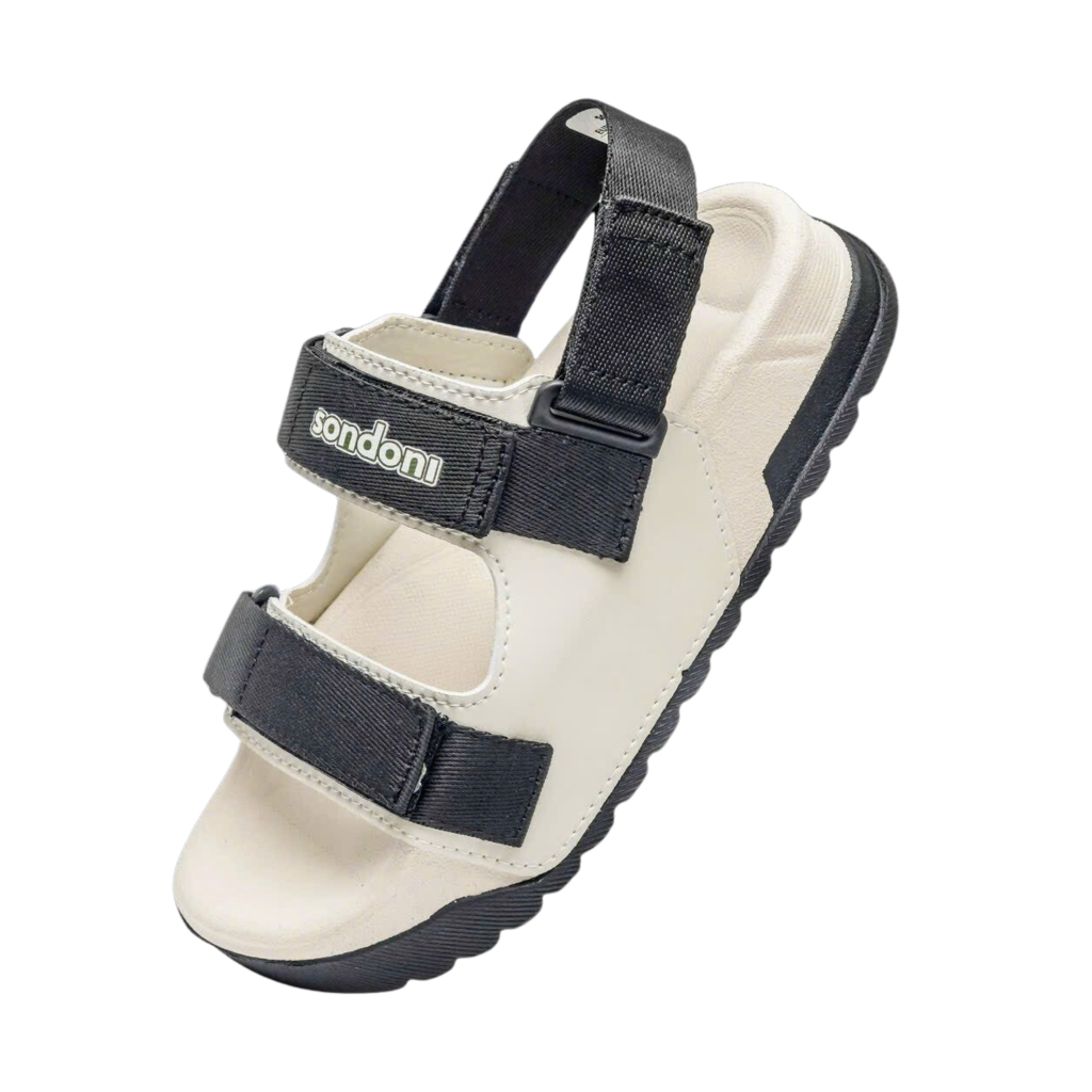 Giày Sandal Nữ S1 2 Quai Ngang Be Phối Xám Siêu Nhẹ Siêu Bền Siêu Dễ Thương - Tặng kèm vớ