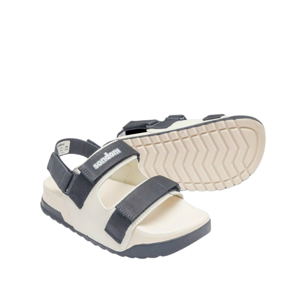 Giày Sandal Nữ S1 2 Quai Ngang Be Phối Xám Siêu Nhẹ Siêu Bền Siêu Dễ Thương - Tặng kèm vớ