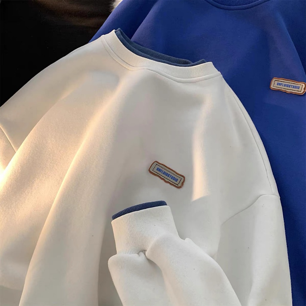 Áo Sweater Nam Nữ, Áo Dài Tay Chất Cotton Nỉ Ngoại Hàng Xuất Cao Cấp Trơn Cổ Tròn