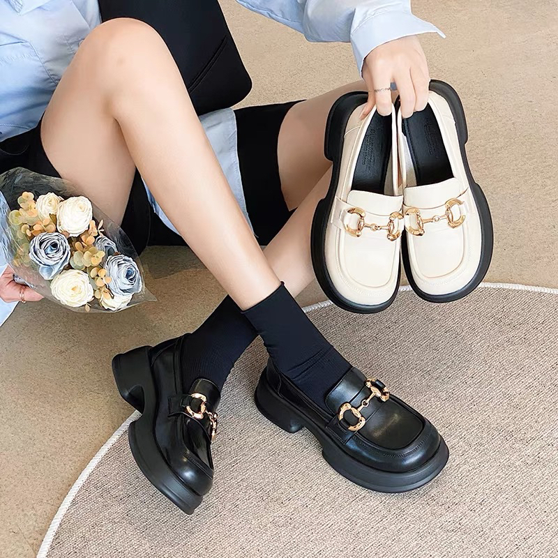 Giày MOCA nữ búp bê tăng chiều cao chất da mềm êm chân