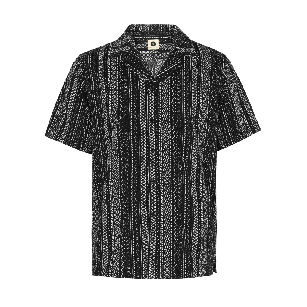 Patterned Striped Cuban Shirt