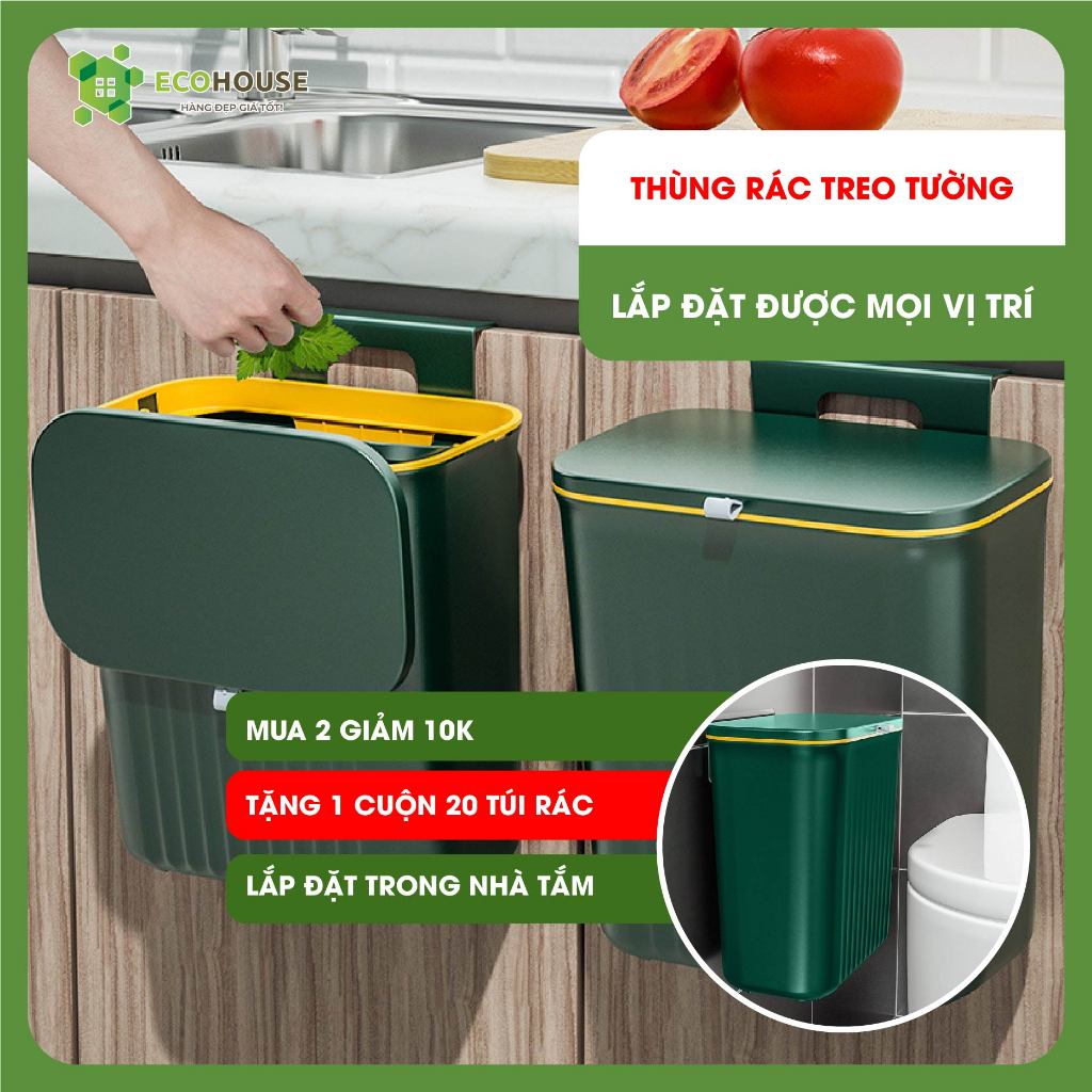 Thùng Rác Nắp Lật / Thùng rác thông minh Gắn Tường Cỡ Lớn Tiện Dụng Cho Nhà Bếp / Nhà Vệ Sinh