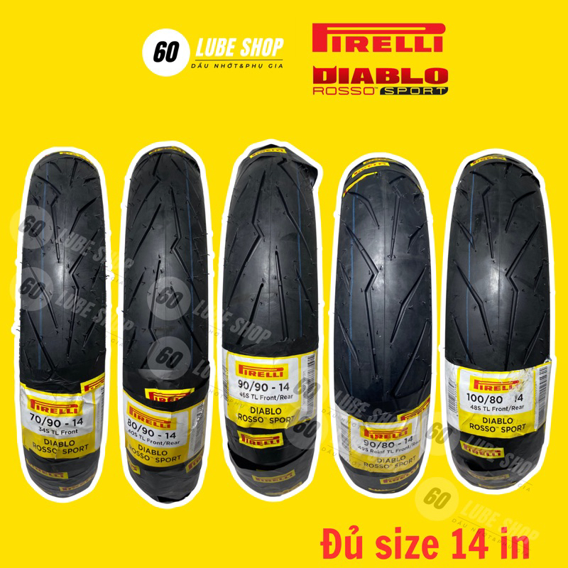 Vỏ lốp xe máy PIRELLI Diablo Rosso Sport đủ size xe ga xe số từ 70 đến 150 mâm 14 17 in