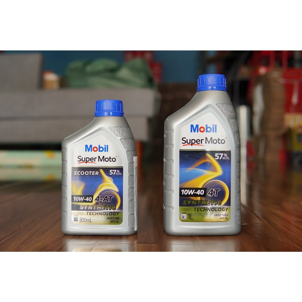 Nhớt xe số cao cấp Mobil Super 4T 10W40 800ml và 1L nhập khẩu Singapore