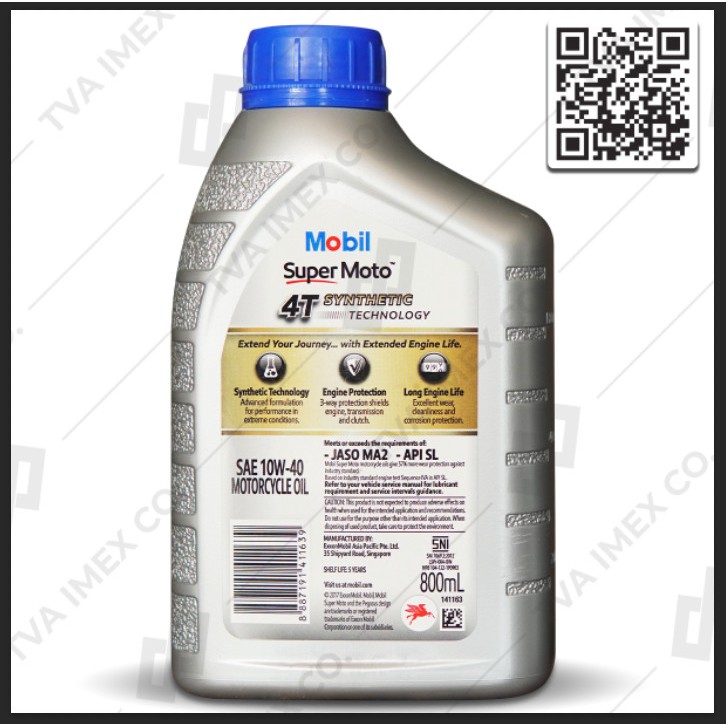 Nhớt xe số cao cấp Mobil Super 4T 10W40 800ml và 1L nhập khẩu Singapore