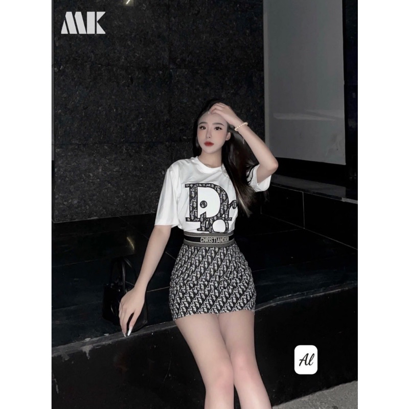 Set Bộ đồ Áo thun chữ Chân Váy dạ Bố Có Lót quần MaM, Set Chân Váy, Set dạ Chân váy chữ a