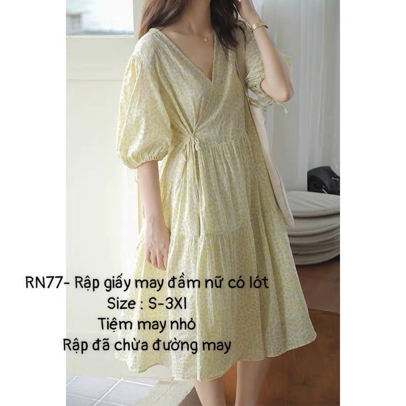 RN77_Rập váy xòe cổ tim nữ có lót