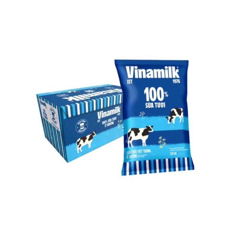 Sữa tươi tiệt trùng ít đường Vinamilk 100% Sữa tươi 220ml.