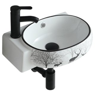  Chậu lavabo loại nhỏ treo tường họa tiết phong cách Bắc Âu 