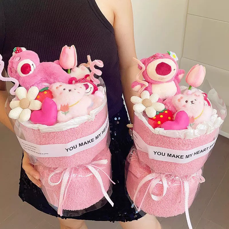 Bó Hoa Gấu Dâu Gấu Bông HotTrend Quà Tặng Người Yêu Dịp 20/10, 8/3, 14/2