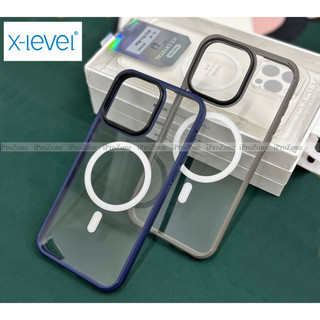 X-level ice magnetic case - ốp lưng trong suốt viền mầu cho iphone 15 pro max , 14 plus , 13 pro hỗ trợ sạc không dây