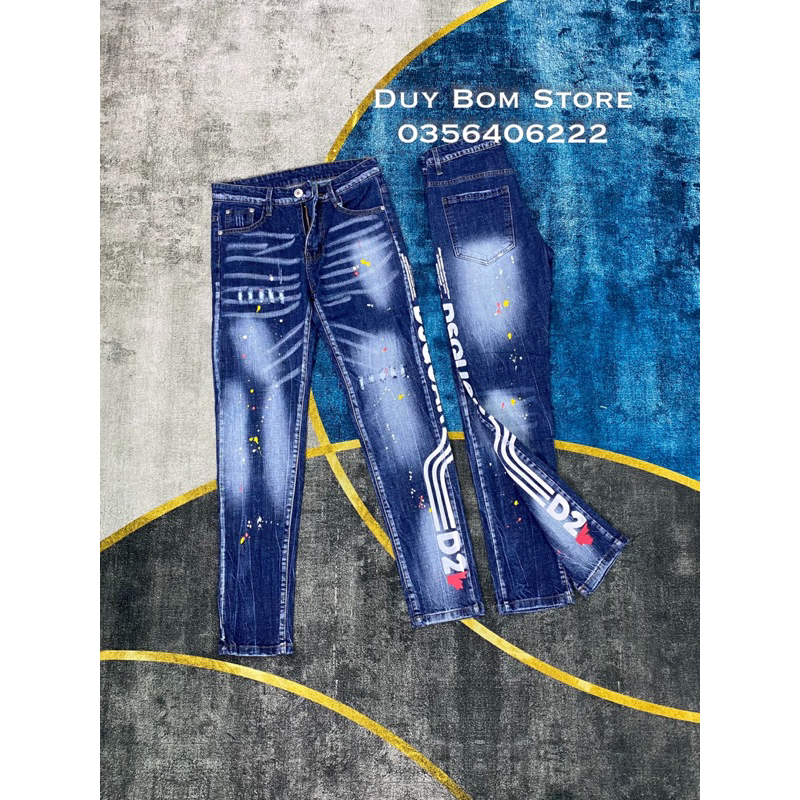 Quần jean DSQ2 chữ uấn lượn vẩy sơn hot new(ảnh thật)