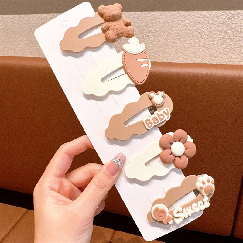 Set 5 kẹp tóc size lớn nhân vật hoạt hình dễ thương cho bé gái