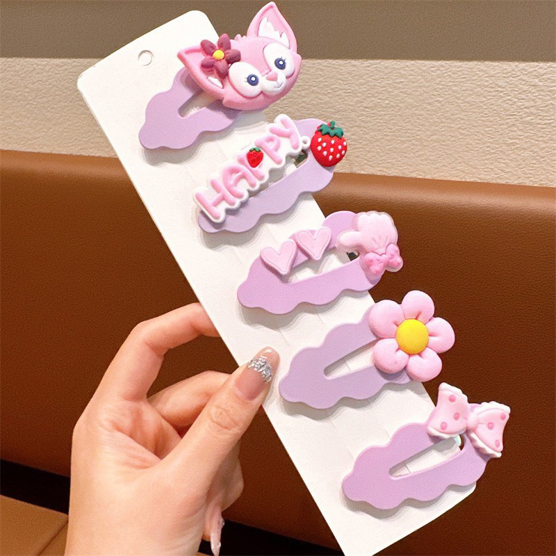 Set 5 kẹp tóc size lớn nhân vật hoạt hình dễ thương cho bé gái