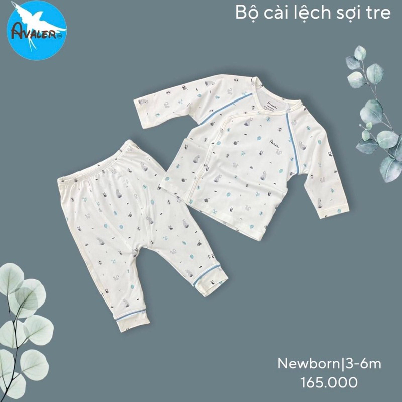 Bộ Avaler sơ sinh cài chéo sợi tre cao cấp bé trai bé gái