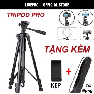 Tripod điện thoại máy ảnh, Chân máy ảnh quay video livestream chuyên nghiệp Livepro khung hợp kim cao cấp