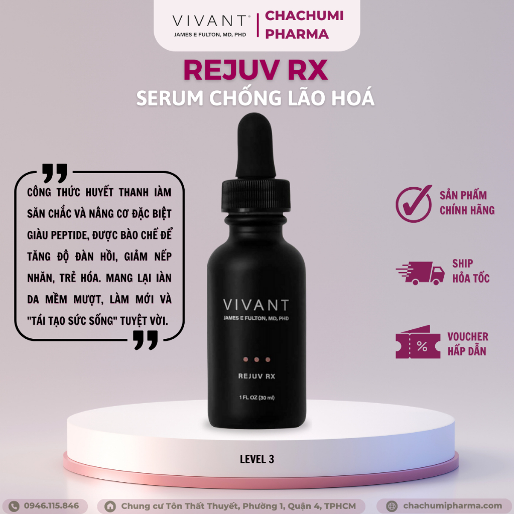 Serum Vivant Rejuv Rx và Derm-A-Renew giảm rãnh nhăn, phục hồi da, chống lão hóa 30ml