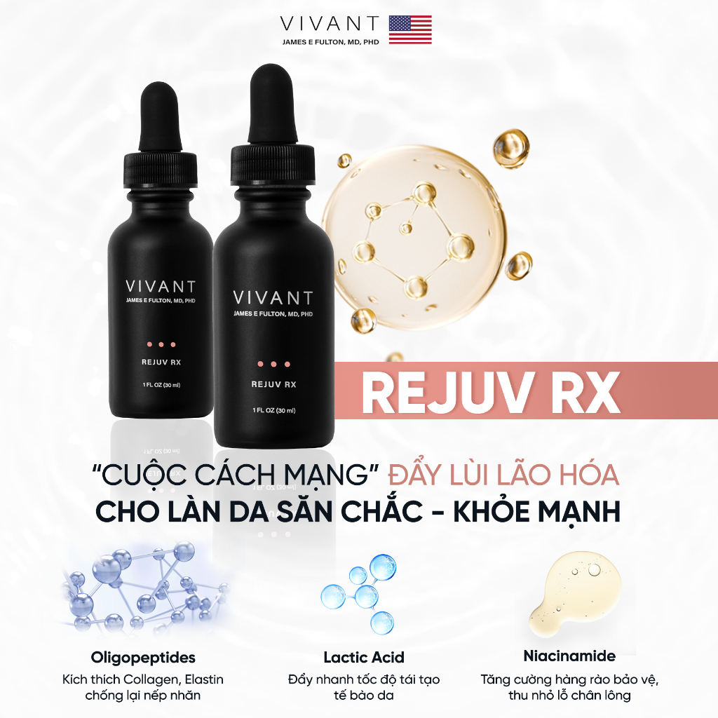 Serum Vivant Rejuv Rx và Derm-A-Renew giảm rãnh nhăn, phục hồi da, chống lão hóa 30ml