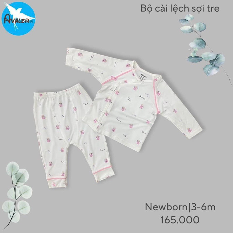 Bộ Avaler sơ sinh cài chéo sợi tre cao cấp bé trai bé gái