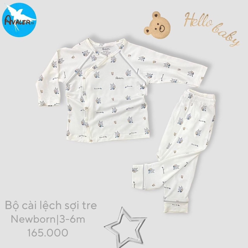 Bộ Avaler sơ sinh cài chéo sợi tre cao cấp bé trai bé gái
