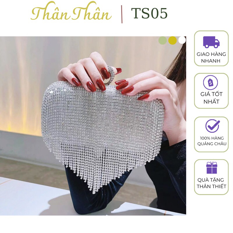 Clutch cầm tay xỏ ngón đính đá sang trọng - TS05