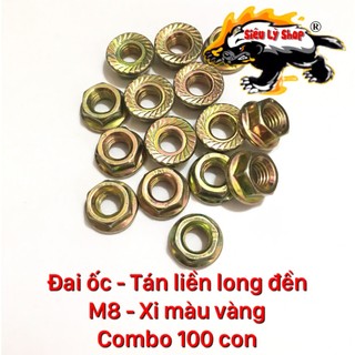 Combo 100 con đai ốc - tán liền long đền xi 7 màu ren m8