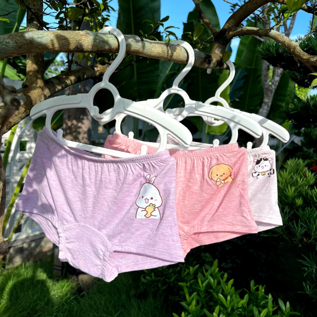 Quần chip cho bé gái Gee Kids, set 3 sịp bé gái sx tại VN, 10-65kg, quần lót sợi tre, sợi sồi mềm mịn, thấm hút, co giãn