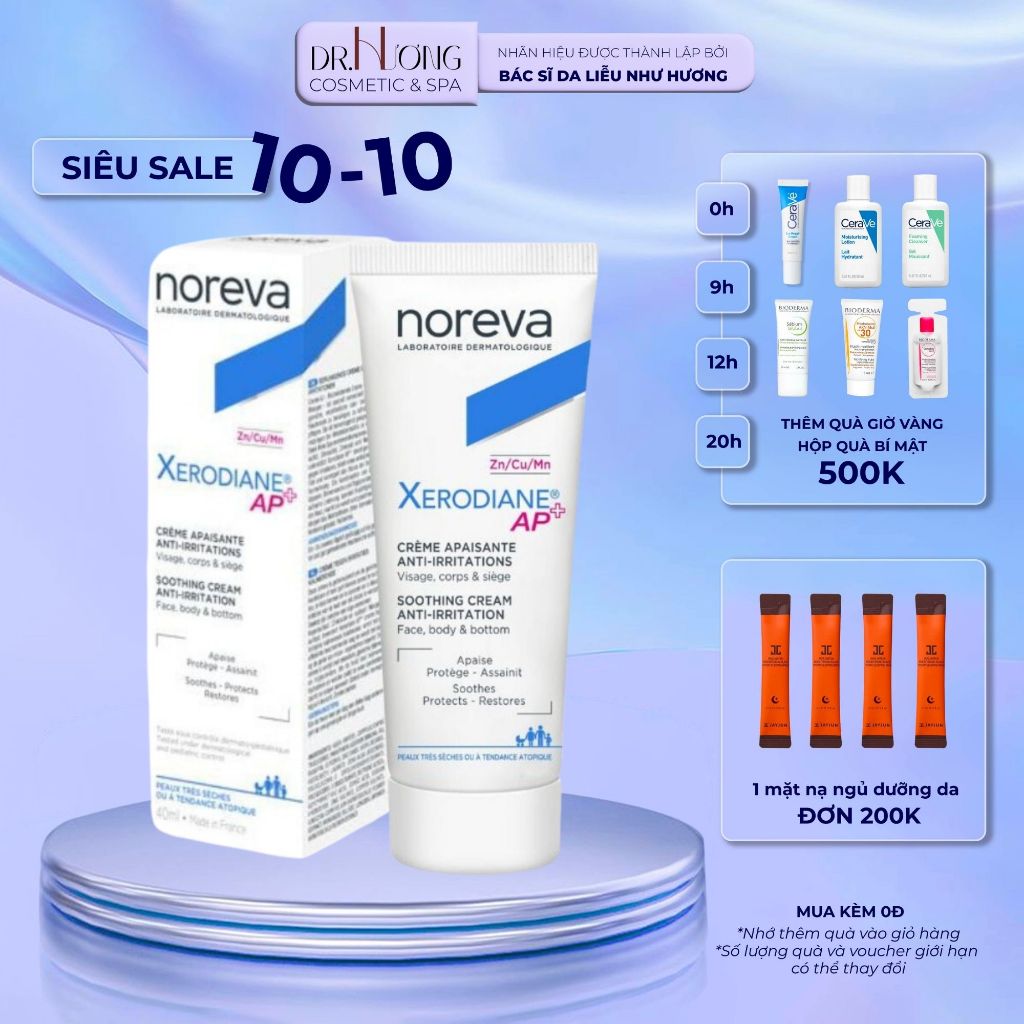 Kem Dưỡng Phục Hồi & Bảo Vệ Da Bị Bong Tróc, giảm ngứa, mềm mại sau khi sử dụng NOREVA XERODIANE AP+ SOOTHING CREAM 40ML