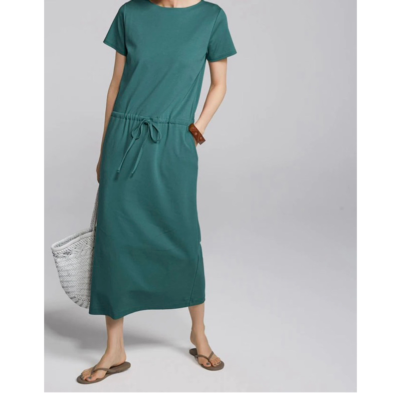 Đầm thun dáng dài tay ngắn cột eo  - Thanh lý vnxk