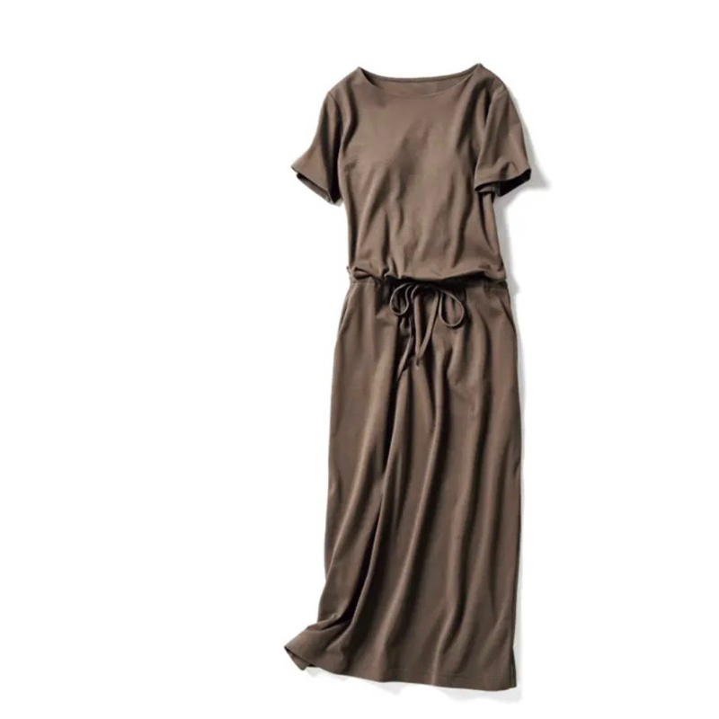 Đầm thun dáng dài tay ngắn cột eo  - Thanh lý vnxk