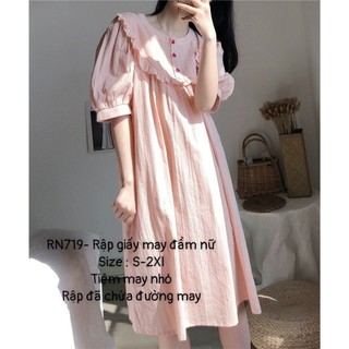 RN719_Rập giấy may đầm xòe cổ yếm nữ