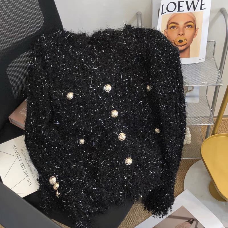 Áo Khoác Cardigan Kim Tuyến Cúc Kim Loại Sang Xịn