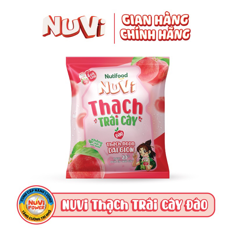 Thạch Trái Cây Nuvi Đào - Nho - Vải 120G  / Thùng 12 túi