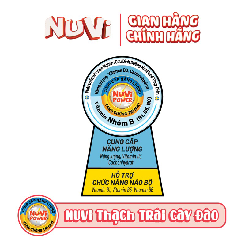 Thạch Trái Cây Nuvi Đào - Nho - Vải 120G  / Thùng 12 túi