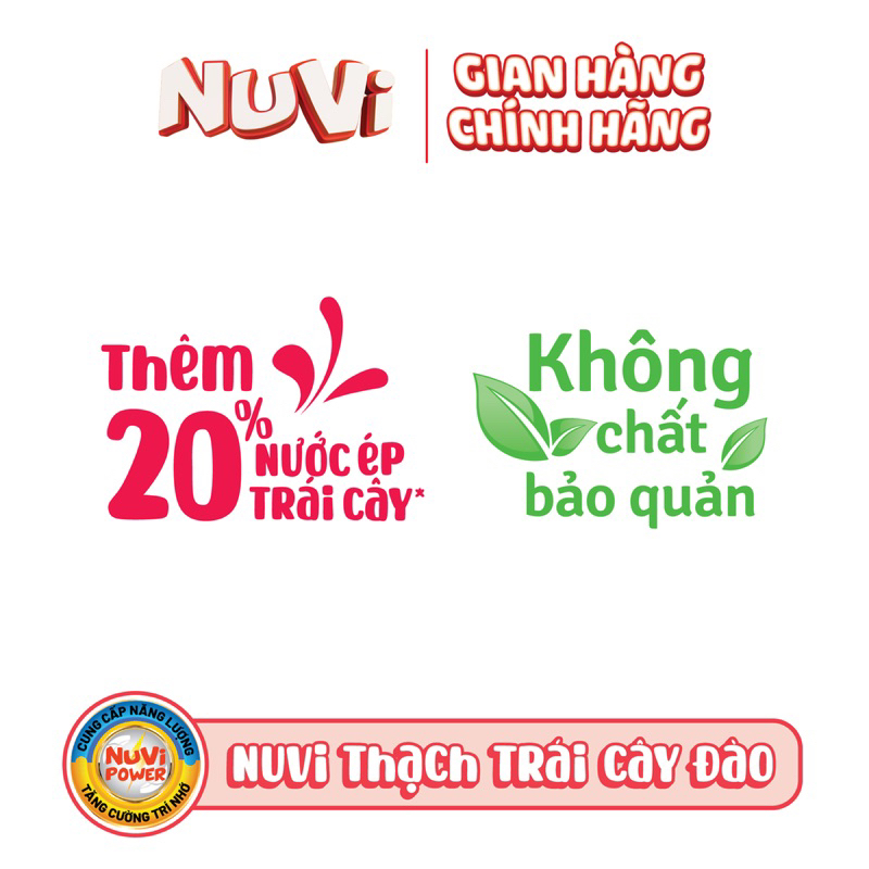 Thạch Trái Cây Nuvi Đào - Nho - Vải 120G  / Thùng 12 túi