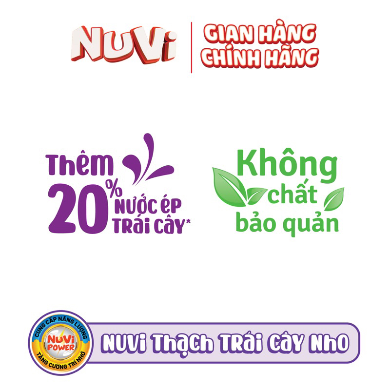 Thạch Trái Cây Nuvi Đào - Nho - Vải 120G  / Thùng 12 túi