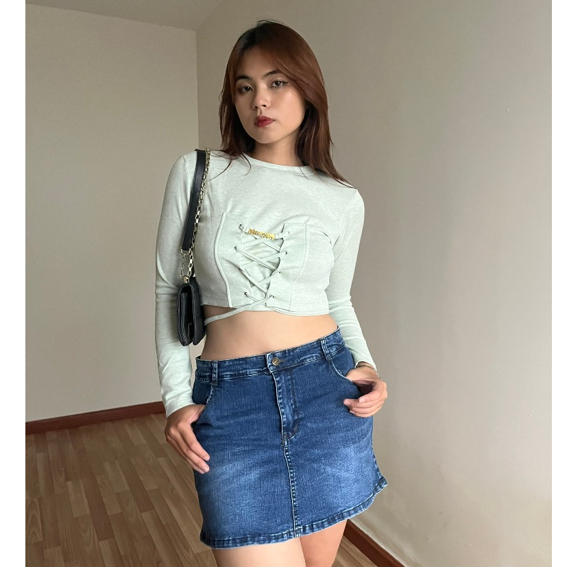 (SEPTEMBER - A019) ÁO CROPTOP XANH LOANG PHỐI TAG