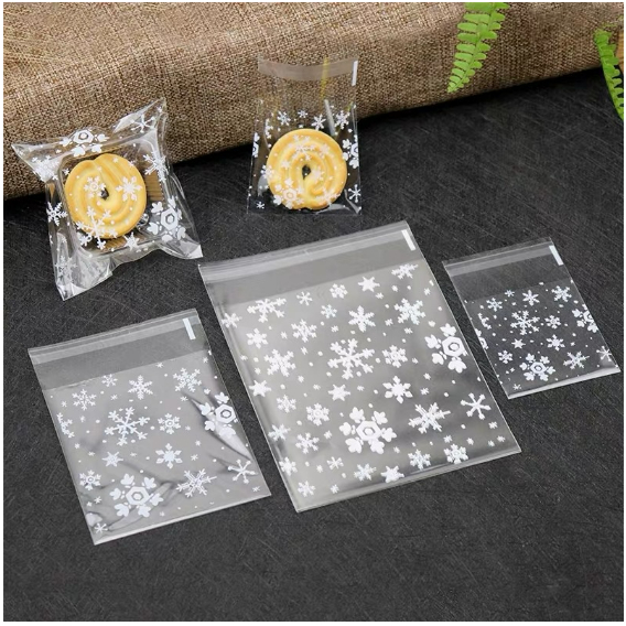 Set 100 Túi đựng bánh cookie/ bánh quy/ trà hoa DÁN MIỆNG nhiều kích thước