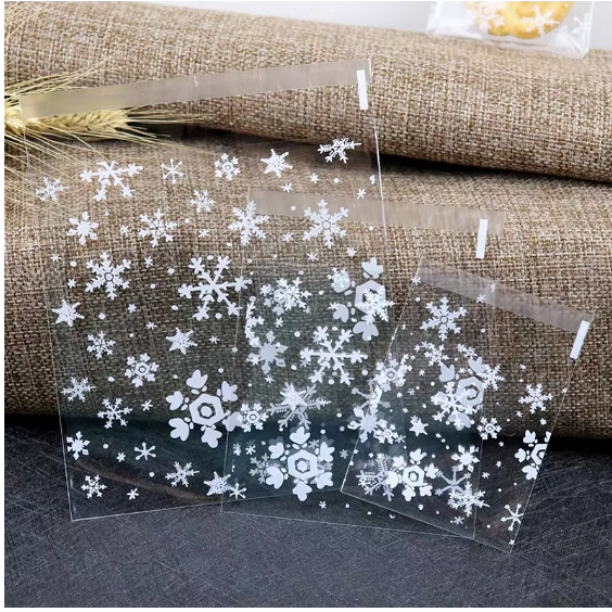 Set 100 Túi đựng bánh cookie/ bánh quy/ trà hoa DÁN MIỆNG nhiều kích thước