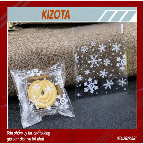 Set 100 Túi đựng bánh cookie/ bánh quy/ trà hoa DÁN MIỆNG nhiều kích thước