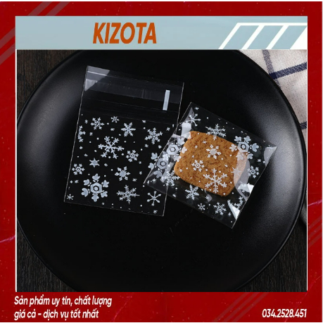 Set 100 Túi đựng bánh cookie/ bánh quy/ trà hoa DÁN MIỆNG nhiều kích thước