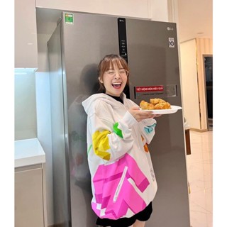 Áo Hoodie 5THEWAY /public icon/ MULTI COLOR BIG LOGO SQUARE HOODIE in WHITE