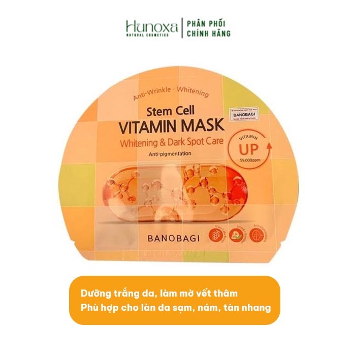 Mặt nạ giấy Banobagi Stem Cell dưỡng da bổ sung vitamin mờ thâm cấp ẩm 30ml - HUNOXA