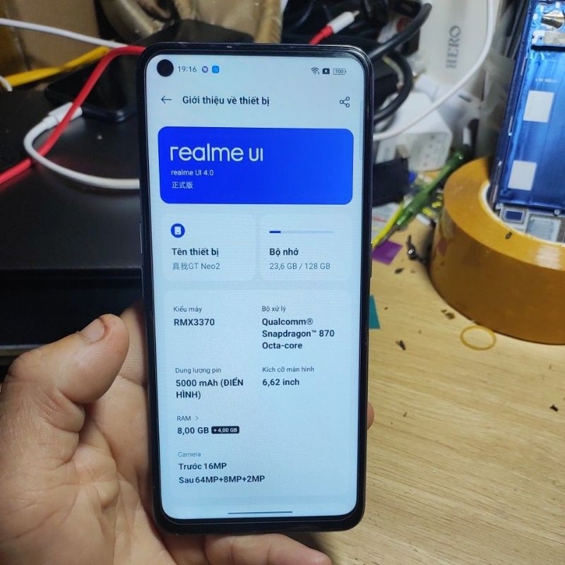 Điện thoại realme gt neo 2 8/128gb thay màn lcd cũ rẻ như xác