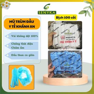 Mũ trùm đầu y tế vải không dệt mũ con sâu bao tóc y tế ngăn bụi vi khuẩn chính hãng Khánh An
