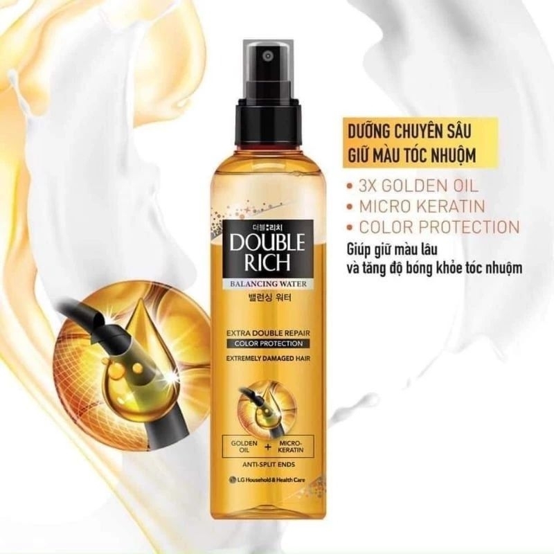 XỊT DƯỠNG DOUBLE RICH GIỮ MÀU 250ML DÀNH CHO TÓC NHUỘM -CHAI VÀNG