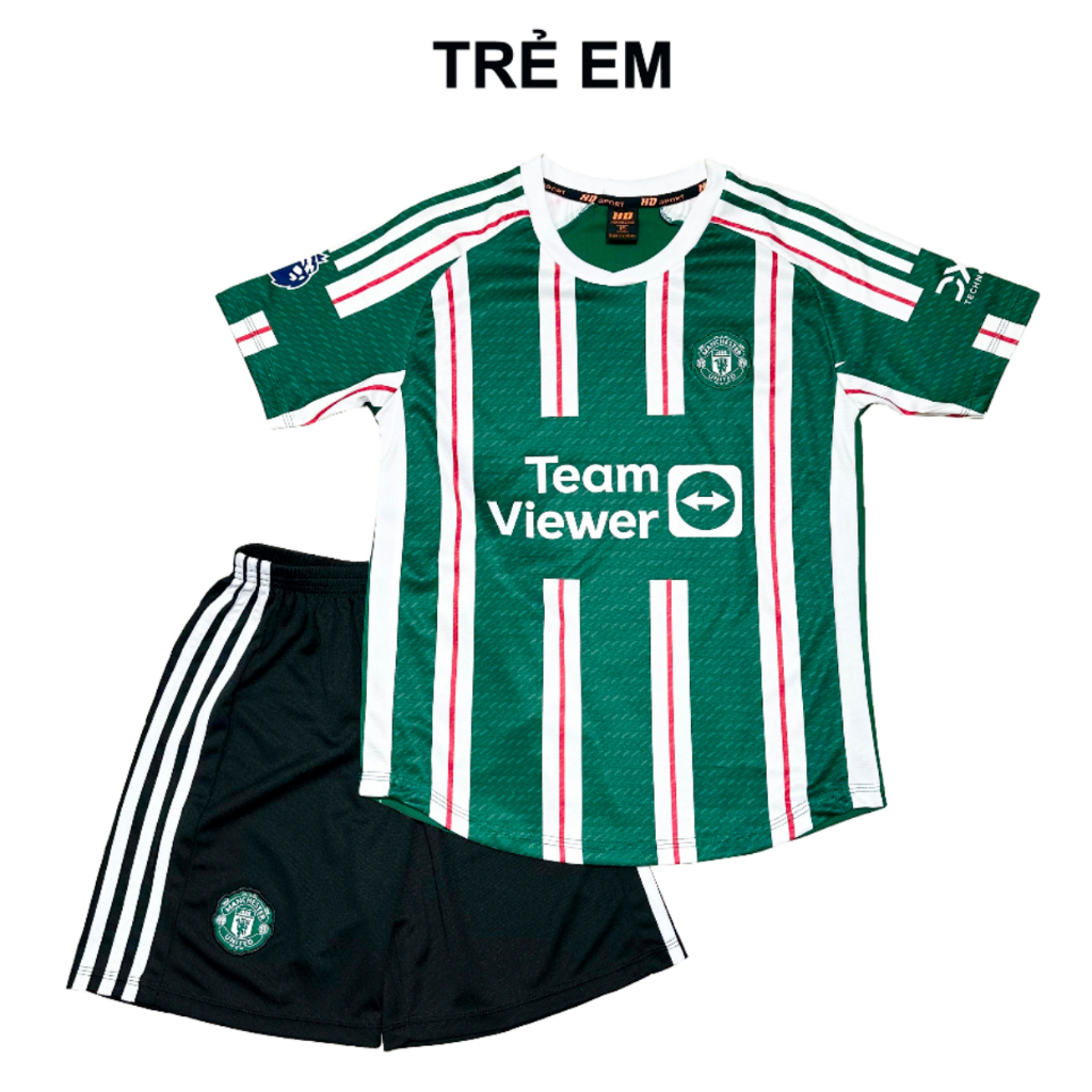 Quần Áo Bóng Đá, Đồ Đá Banh CLB MU Xanh Rêu 2023 8kg - 88kg - Logo Thêu - Vải Mát, Bền - Thể Thao Khỏe