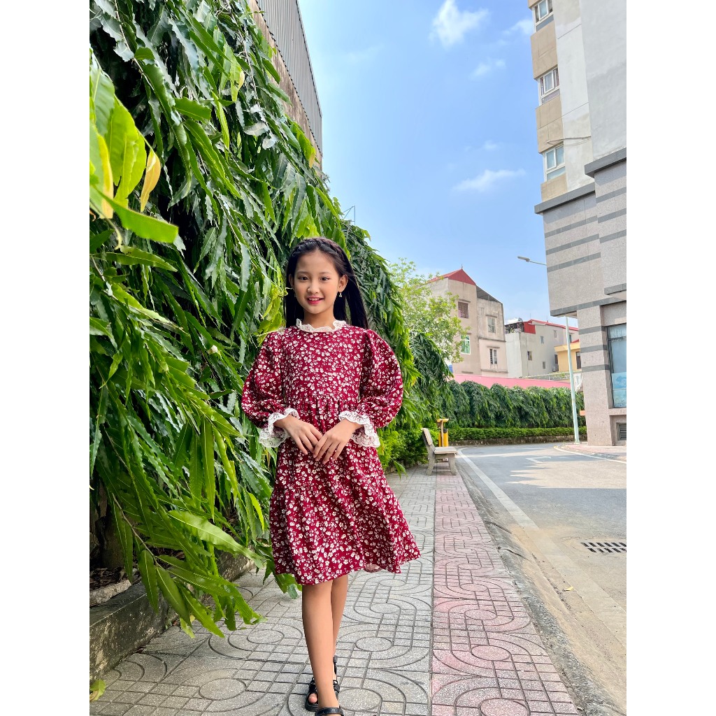 Set Váy áo thu đông cho bé gái - BABYSTORE88 - Set đầm dạ nhung trẻ em dài tay 1 2 3 4 5 6 7 8 9 10 11 12 tuổi v28